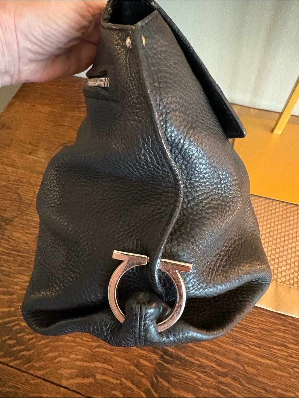 Salvatore Ferragamo Black Pebble Leather Sofia Shoulder Handbag Made In Italy - Picture 7 of 14